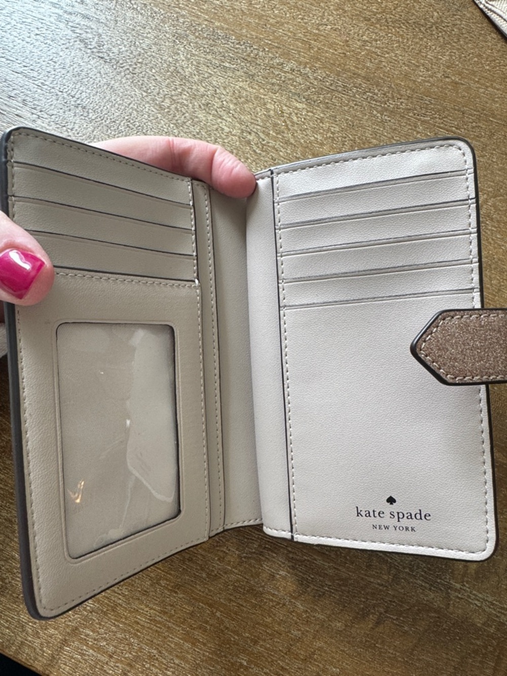 New Kate Spade Rose Gold Glitter Zip-Around Wallet - Picture 4 of 5